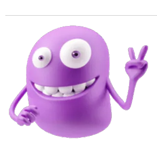 ✌ 보라색, 만화, 캐릭터, 평화, 손가락, 귀여운, 스티커 telegram sticker