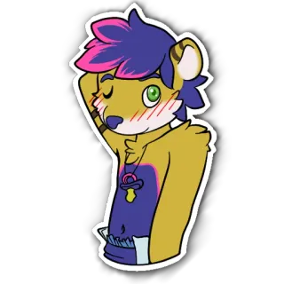 ☺️ furry, antro, dibujos animados, animal, personaje, chupete, pañal whatsapp sticker