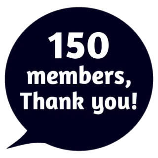 ❤ 150 members, Thank you! Mitglieder, Danke, Feier, Gruppe, Community, Meilenstein whatsapp sticker