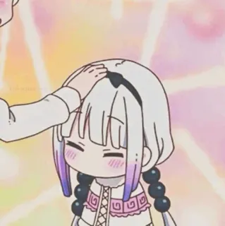 🍓 Kanna Kamui Miss Kobayashi's Dragon Maid Anime, Smok, Kanna, Kawaii, Słodki, Klepanie po głowie telegram sticker