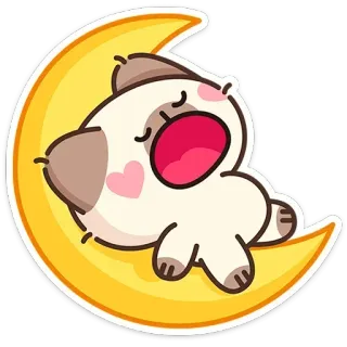🐱 Hund, Mond, schläfrig, süß, Cartoon, Herz, Tier telegram sticker