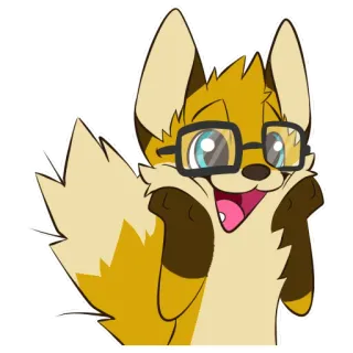 😁 fox, cartoon, glasses, cute, furry, animal telegram sticker