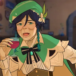 🍷 Venti Genshin Impact venti, genshin impact, personaje anime, videojuego, dibujo animado telegram sticker