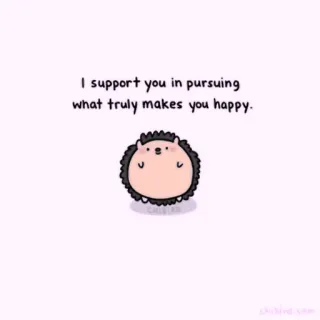🍓 I support you in pursuing what truly makes you happy. hedgehog, support, happy, encouragement, cute, wholesome telegram sticker