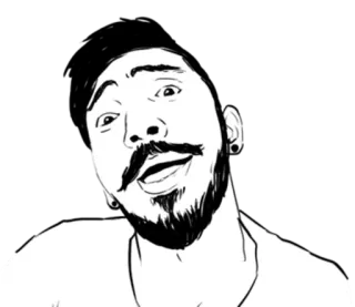 😟 man, moustache, facial expression, portrait, cartoon telegram sticker