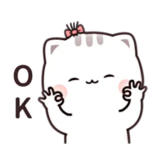 👌 OK cat, cute, ok, affirmative, approval, cartoon telegram sticker