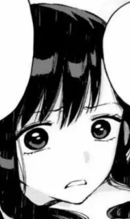 😳 anime, chica, manga, pelo negro, triste whatsapp sticker
