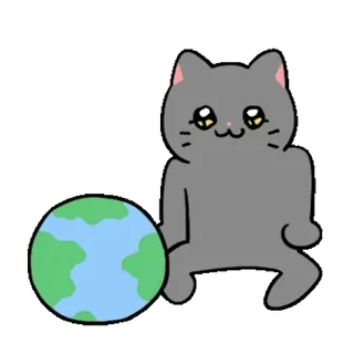 ❤️ chat, terre, mignon, kawaii, animal, planète, dessin animé telegram sticker
