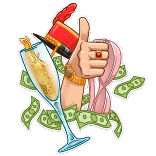 👍 argent, champagne, luxe, succès, fête, richesse telegram sticker