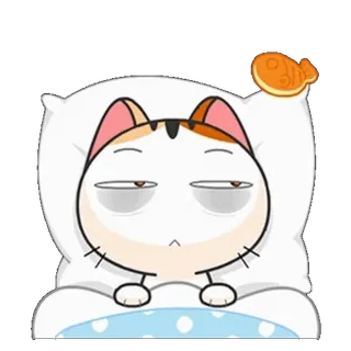 🥱 แมว, ง่วง, หมอน, น่ารัก, สัตว์, สติกเกอร์ telegram sticker