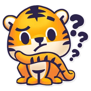 😧 tigre, pensando, ponto de interrogação, fofo, animal, confuso, emoji, adesivo telegram sticker