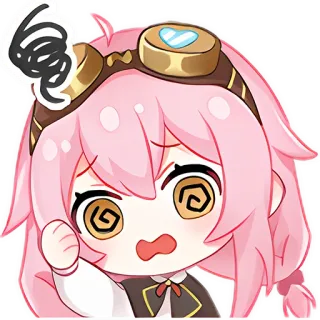 🤯 anime, garota, cabelo rosa, exausta, steampunk telegram sticker