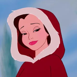 🥀 Belle Beauty and the Beast Belle, Disney, princess, cartoon, winter, coat, red telegram sticker