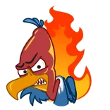 😡 мультфильм, курица, огонь, злой, птица, пламя, наклейка telegram sticker