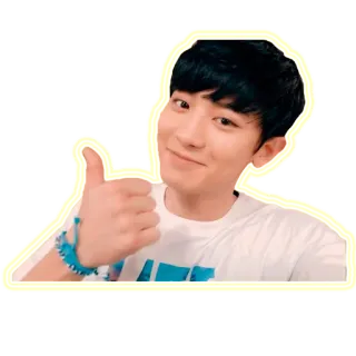 👍 mann, porträt, daumen hoch, positive geste, asiatisch, glücklich telegram sticker