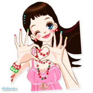 💜 @afavoice dziewczyna, kreskówka, słodkie, serce, ilustracja, kawaii telegram sticker