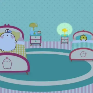 🌟 cute, molang, bedroom, sleep, cartoon telegram sticker
