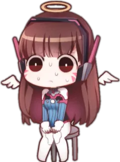 😇 D.Va Overwatch D.Va, Overwatch, Chibi, Video game, Malaikat telegram sticker
