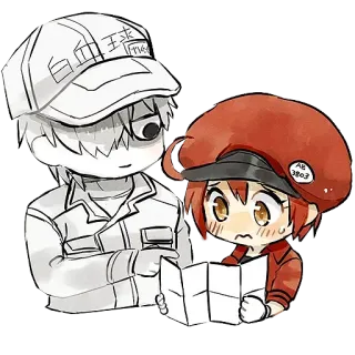 ❄️ Cells at Work! Anime, Sel, Sel darah merah, Sel darah putih, Peta whatsapp sticker