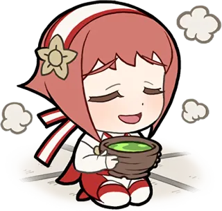 😌 fofo, anime, kawaii, chibi, chá, relaxante, feliz, vermelho telegram sticker