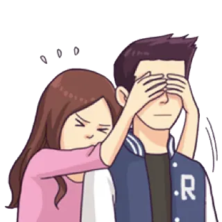 🙈 koppel, liefde, relatie, cartoon, speels, genegenheid, schattig, ogen verstoppen telegram sticker