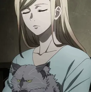🍧 anime, woman, cat, serious, portrait whatsapp sticker