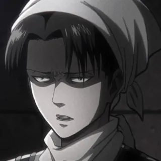 ☕ Levi Ackerman Attack on Titan anime, character, scowl, cleaning, serious, manga telegram sticker