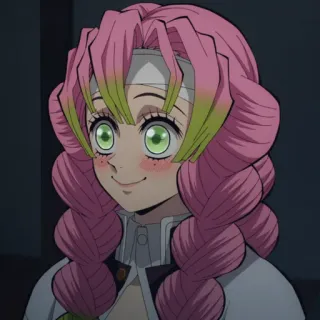 💗 Mitsuri Kanroji Demon Slayer Аниме, Клинок, рассекающий демонов, Мицури Канроджи, Розовые волосы, Улыбается, Милый, Аниме девушка telegram sticker