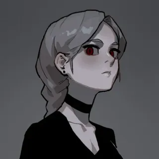 ⛓ 女性, アニメ, ダーク, ポートレート, ゴス, モノクロ telegram sticker