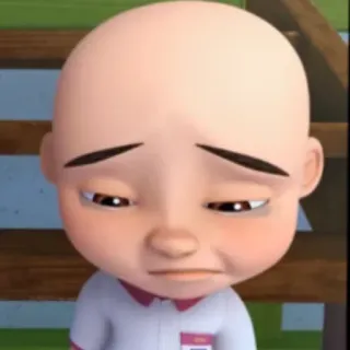 👶 Upin การ์ตูน, เศร้า, เด็กผู้ชาย, Upin, อารมณ์ telegram sticker