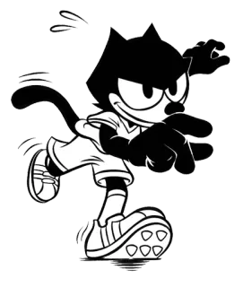 ⚽ Felix the Cat Кот Феликс, мультфильм, черно-белый, кот, анимация whatsapp sticker