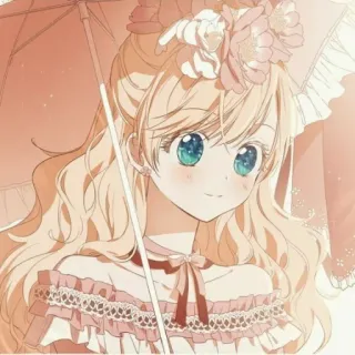 🤍 anime, girl, cute, blonde, dress, portrait whatsapp sticker
