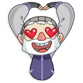😍 amor, coração, emoticon, desenho animado, personagem, barba, idoso telegram sticker