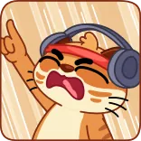 🤟 mèo, tai nghe, âm nhạc, động vật, hoạt hình whatsapp sticker