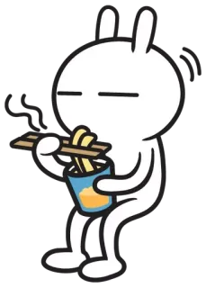 😋 conejo, comiendo, fideos, comida, lindo telegram sticker
