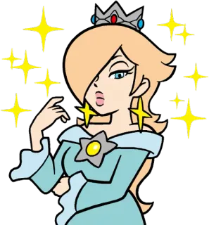 😒 Rosalina Rosalina, Super Mario, Prinzessin, Videospiel, Cartoon, Sterne, blonde Haare telegram sticker