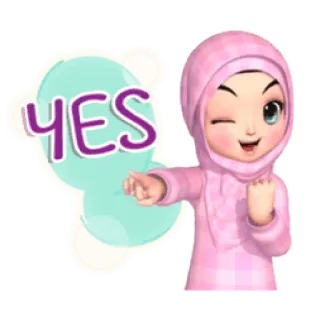 ✳️ YES 贴纸, 肯定, 是, 头巾, 女性, 穆斯林 telegram sticker
