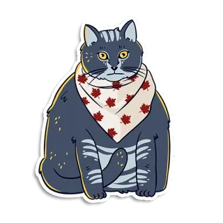 😐 cat, animal, pet, maple leaf, canada whatsapp sticker