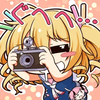 📸 Anime, Appareil photo, Photographie, Mignon, Fille, Autocollant whatsapp sticker