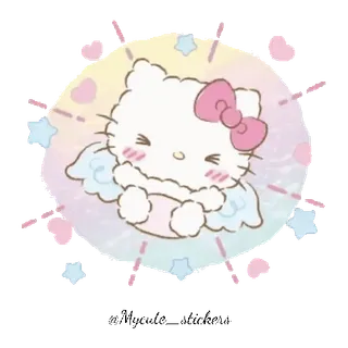 🐱 Hello Kitty Hello Kitty, schattig, kawaii, Sanrio, engel, roze, sterren telegram sticker
