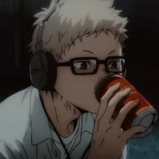 🌿 Tsukishima Kei Haikyuu!! Anime, Postać, Picie, Tsukishima, Haikyuu, Okulary telegram sticker