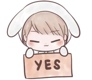 ⭕ YES ya, setuju, positif, kartun, anime telegram sticker