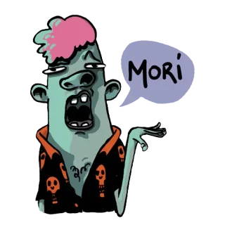 😳 MORÍ desenho animado, caveira, pessoa, zumbi telegram sticker