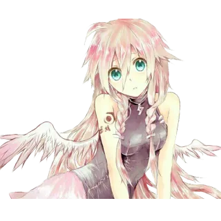 😥 アニメの女の子, 天使, 翼, ピンクの髪, ターコイズの目, ファンタジー, マンガ telegram sticker