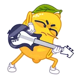 🎸 lemon, guitar, music, fruit, cartoon, sticker, funny telegram sticker