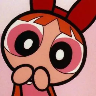 🤗 Blossom Powerpuff Girls Мультфильм, Девочка, Цветок, Розовый, Большие глаза telegram sticker