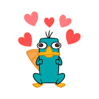 ❤ Perry the Platypus Phineas and Ferb cartone animato, ornitorinco, agente p, phineas e ferb, disney, animato telegram sticker