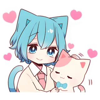 🥰 อนิเมะ, แมว, น่ารัก, หัวใจ, คาวาอิ, การ์ตูน, สติกเกอร์ telegram sticker