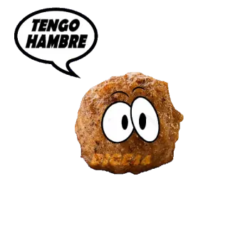 🥩 TENGO HAMBRE food, meatball, hungry, cartoon, spanish, comic telegram sticker