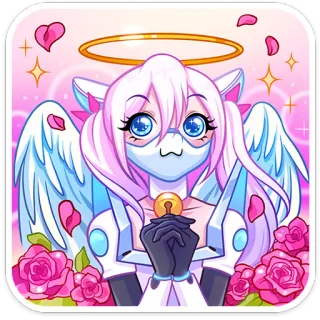 ⭐ Anime, Anjo, Fofo, Asas, Rosa, Rosas, Auréola, Kawaii telegram sticker